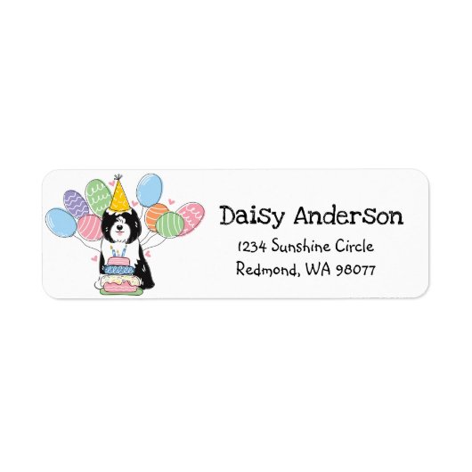 Tibeter Terrier Birthday Rücksendeadresse (Vorne)