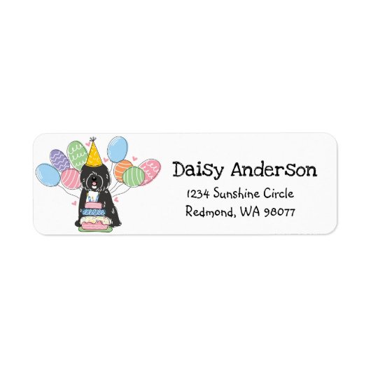 Tibeter Terrier Birthday Rücksendeadresse (Vorne)
