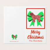 Tibeter Terrier Christmas Dog & Bow Gift Tag (Außenseite Aufgefaltet)