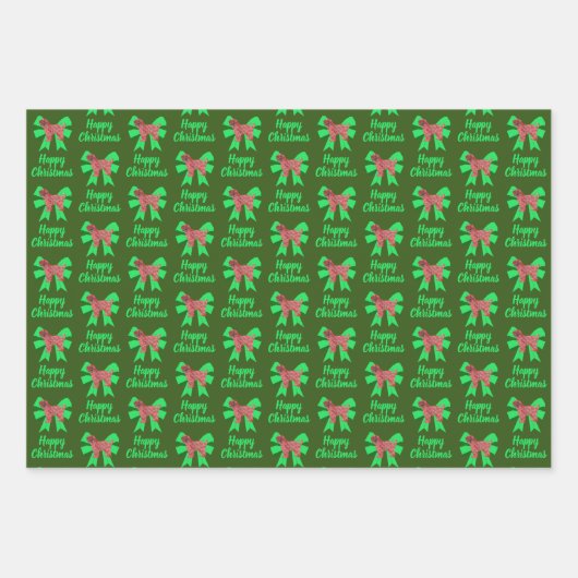 Tibeter Terrier Christmas Dog & Green Bow Geschenkpapier Set (Vorderseite 2)
