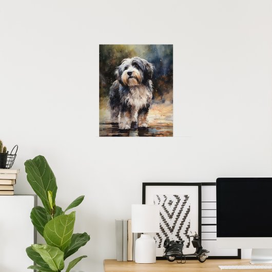Tibeter Terrier Dog Art Print Poster (Heimbüro)