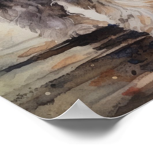 Tibeter Terrier Dog Art Print Poster (Ecke)