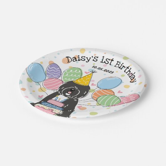 Tibeter Terrier Dog Birthday Party Paper Teller (Schrägansicht)