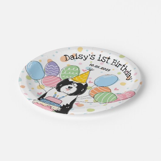 Tibeter Terrier Dog Birthday Party Paper Teller (Schrägansicht)