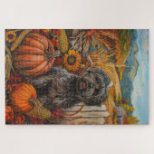 Tibeter Terrier Dog Herbsternte Erntedank Puzzle (Horizontal)