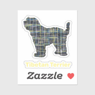 Tibeter Terrier Dog Silhouette Gelb und Schwarz Si Aufkleber
