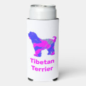 Tibeter Terrier Dog Silhouette Hot Pink & Blue Selters Dosenkühler (Seltzer Rückseite)