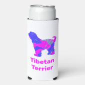 Tibeter Terrier Dog Silhouette Hot Pink & Blue Selters Dosenkühler (Seltzer Vorderseite)