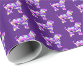 Tibeter Terrier Dog Silhouette Lila PYB Geburtstag Geschenkpapier (Rolleneckpunkt)