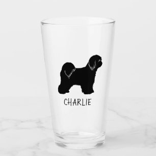 Tibeter Terrier Dog Silhouette Tibbie Personalisie Glas