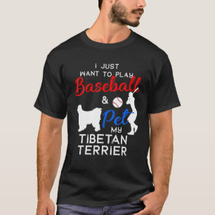 Tibeter Terrier Funny Baseball Dog Owner Lover Xma T-Shirt