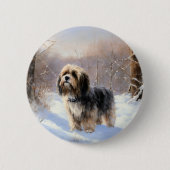 Tibeter Terrier Let It Snow Weihnachten Button (Vorderseite)