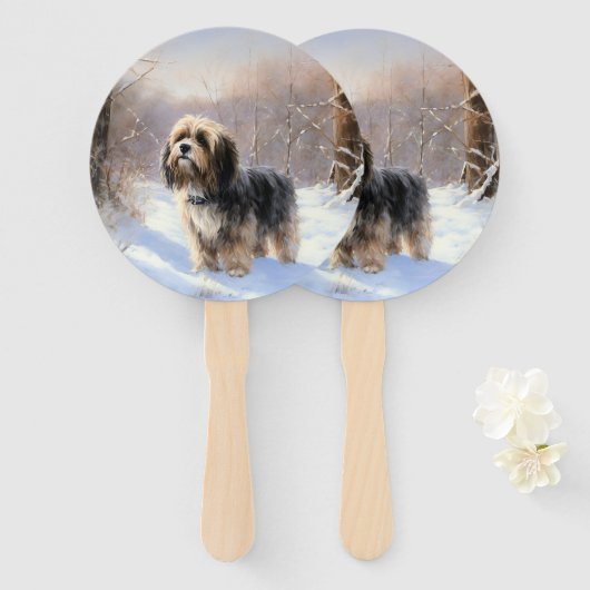 Tibeter Terrier Let It Snow Weihnachten Fächer (Vorne und Hinten)