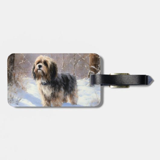 Tibeter Terrier Let It Snow Weihnachten Gepäckanhänger (Rückseite horizontal)