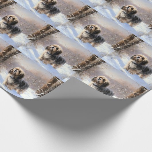 Tibeter Terrier Let It Snow Weihnachten Geschenkpapier (Ecke)