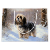 Tibeter Terrier Let It Snow Weihnachten Große Geschenktüte (Vorderseite)