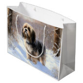 Tibeter Terrier Let It Snow Weihnachten Große Geschenktüte (Rückseite Schrägansicht)