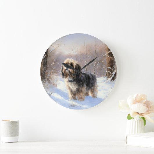 Tibeter Terrier Let It Snow Weihnachten Große Wanduhr (Zuhause)