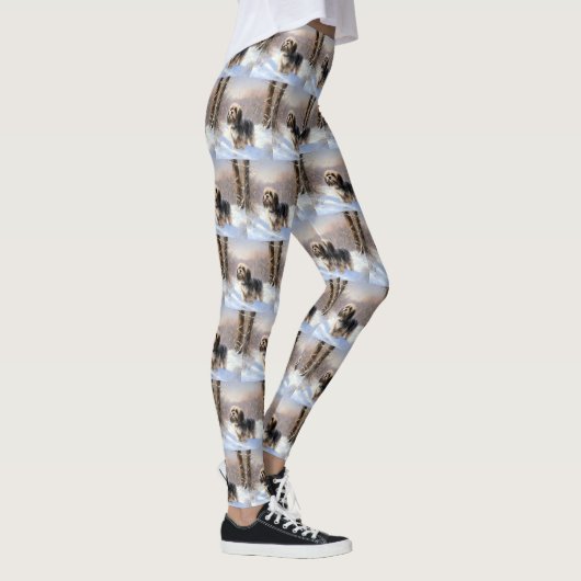 Tibeter Terrier Let It Snow Weihnachten Leggings (Rechts)