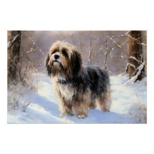 Tibeter Terrier Let It Snow Weihnachten Poster