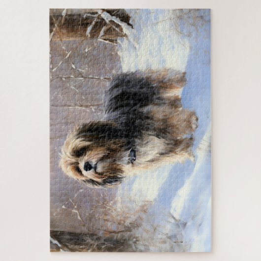 Tibeter Terrier Let It Snow Weihnachten Puzzle (Vertikal)