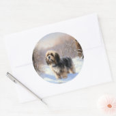 Tibeter Terrier Let It Snow Weihnachten Runder Aufkleber (Umschlag)