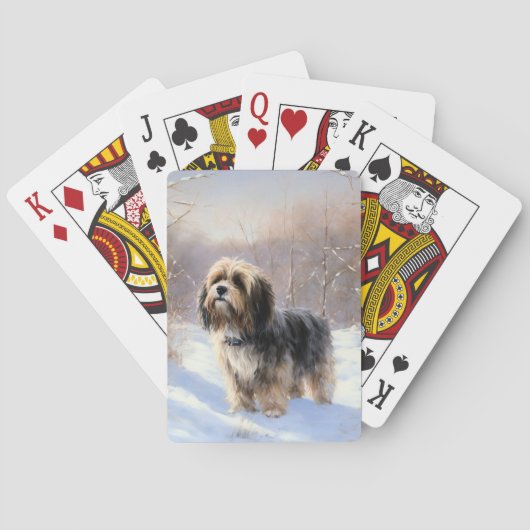Tibeter Terrier Let It Snow Weihnachten Spielkarten (Rückseite)