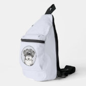 Tibeter Terrier Painting Black and White Dog Art Crossbody Bag (Rechte Ecke)