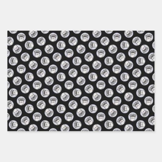 Tibeter Terrier Painting Black and White Dog Art Geschenkpapier Set (Vorderseite 3)