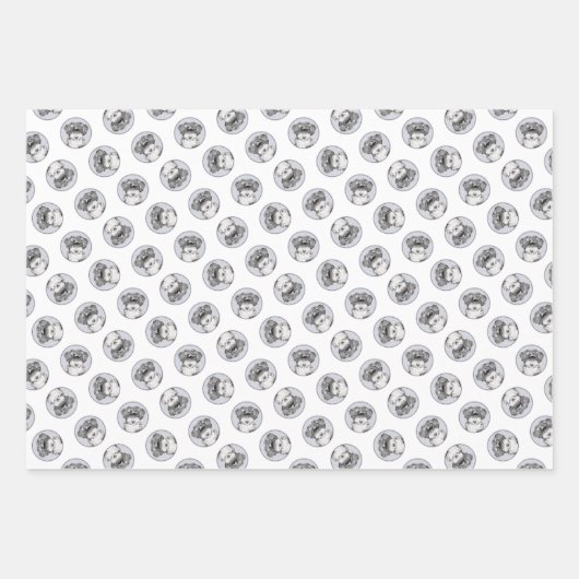 Tibeter Terrier Painting Black and White Dog Art Geschenkpapier Set (Vorderseite 2)