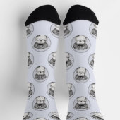 Tibeter Terrier Painting Black and White Dog Art Socken (Oben)