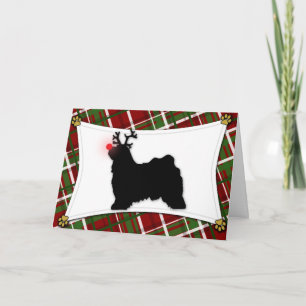 Tibeter Terrier Rentier Weihnachtskarte Feiertagskarte