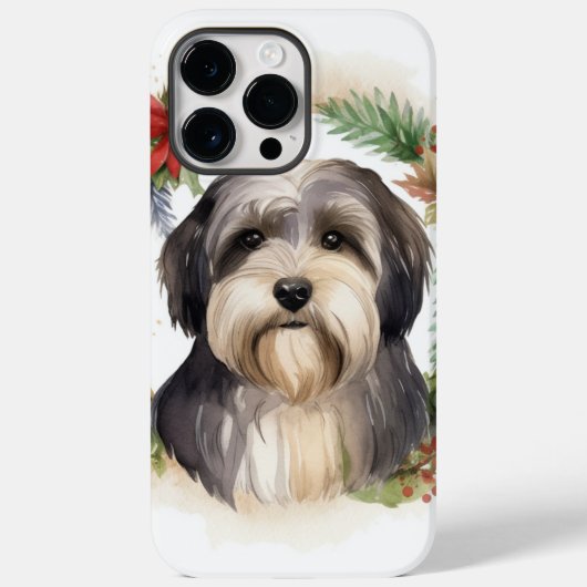 Tibeter Terrier Weihnachtskranz Festliche Jungfrau Case-Mate iPhone Hülle (Rückseite)