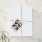 Tibeter Terrier Weihnachtskranz Festliche Jungfrau Geschenkanhänger (Mit Garn)