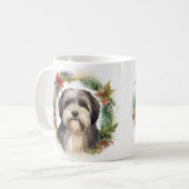 Tibeter Terrier Weihnachtskranz Festliche Jungfrau Kaffeetasse (Vorderseite Links)