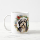 Tibeter Terrier Weihnachtskranz Festliche Jungfrau Kaffeetasse (Links)