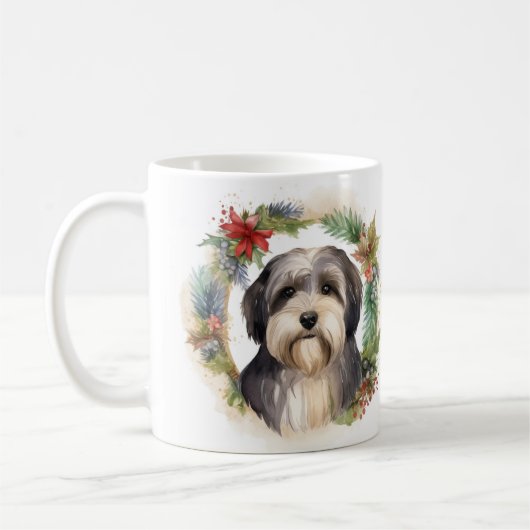 Tibeter Terrier Weihnachtskranz Festliche Jungfrau Kaffeetasse (Links)