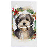 Tibeter Terrier Weihnachtskranz Festliche Jungfrau Kleine Geschenktüte (Rückseite)