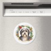 Tibeter Terrier Weihnachtskranz Festliche Jungfrau Magnet (In Situ (Geschirrspüler))