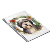 Tibeter Terrier Weihnachtskranz Festliche Jungfrau Notizblock (Rechte Seite)