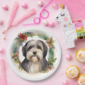 Tibeter Terrier Weihnachtskranz Festliche Jungfrau Pappteller (Party)