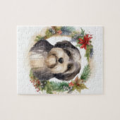 Tibeter Terrier Weihnachtskranz Festliche Jungfrau Puzzle (Horizontal)