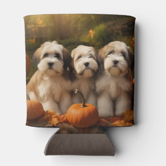 Tibeter Terrier Welpe Herbst Kürbis Dosenkühler (Rückseite)