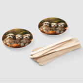 Tibeter Terrier Welpe Herbst Kürbis Fächer (Non-assembled)