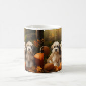 Tibeter Terrier Welpe Herbst Kürbis Kaffeetasse (Mittel)