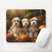 Tibeter Terrier Welpe Herbst Kürbis Mousepad (Mit Mouse)