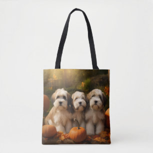 Tibeter Terrier Welpe Herbst Kürbis Tasche