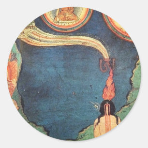tibetisch-buddhistische Darstellung des Tummos Runder Aufkleber