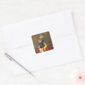 tibetisch-buddhistischer Mönch, der einen Jungen z Quadratischer Aufkleber (Umschlag)