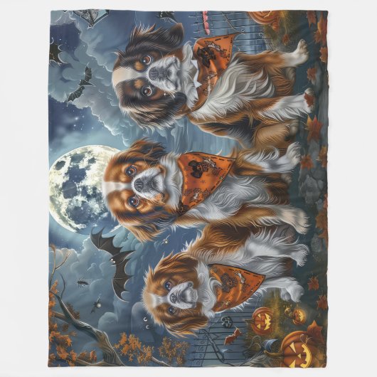 Tibetisch-Spaniel Halloween Spooky Fleecedecke (Vorderseite)